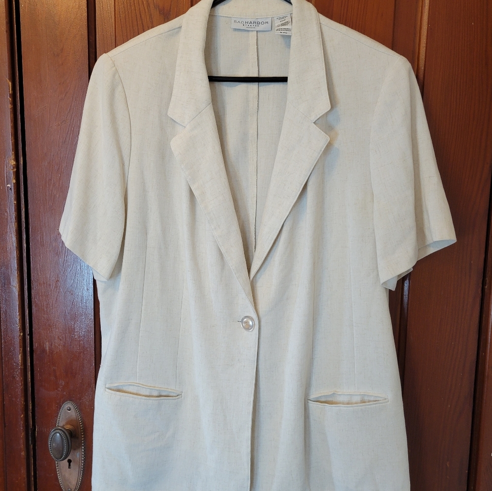 Sag Harbor short sleeve cream blazer size 20w